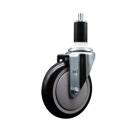 Service Caster 5'' Black Poly Wheel Swivel 1-3/8'' Expanding Stem Caster SCC-EX20S514-PPUB-BLK-138